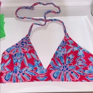 Pink and blue halter bathing suit top